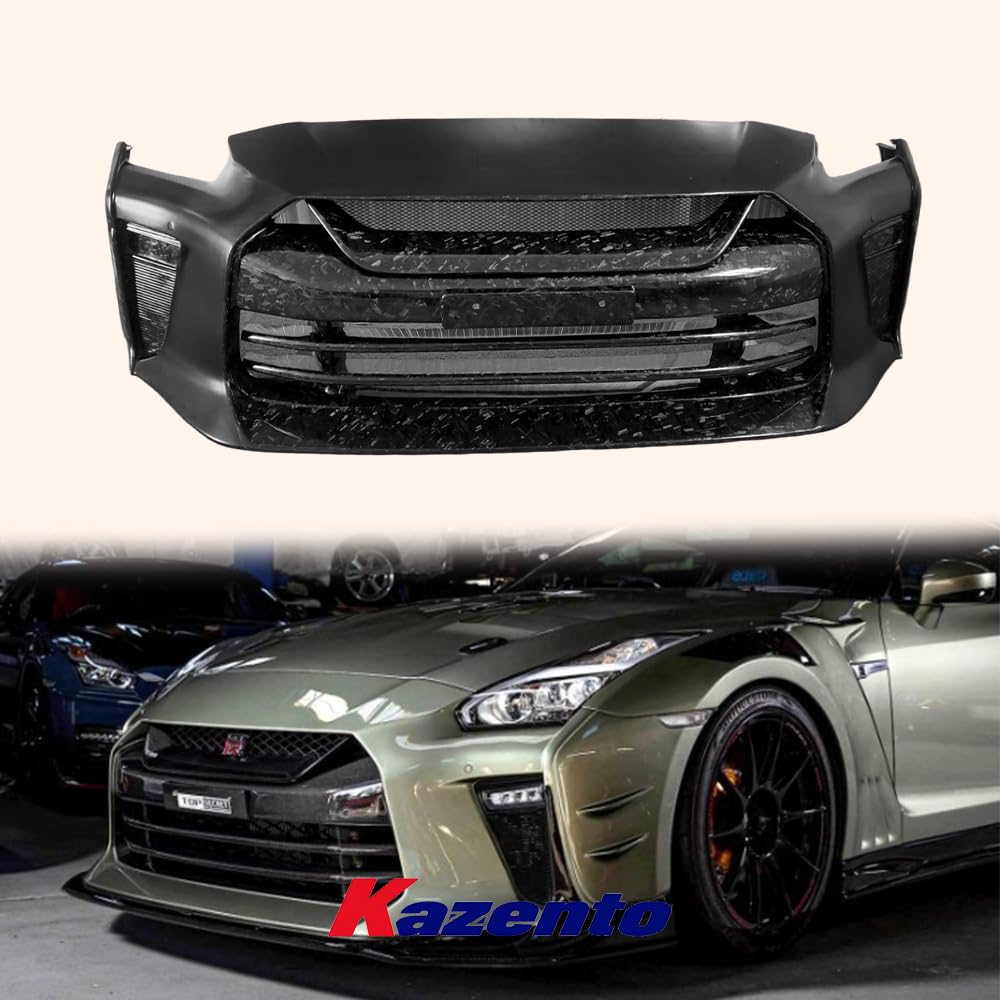 Kazento For Nissan 17+ R35 Gtr Tops Style Partial Forged Carbon Front Bumper  W/O Lip