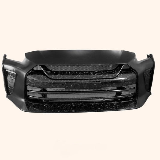 Kazento For Nissan 17+ R35 Gtr Tops Style Partial Forged Carbon Front Bumper  W/O Lip
