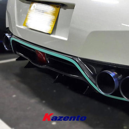 Kazento For Nissan GTR R35 08-11 13-Ver VR Style Carbon Rear Bumper Under Skirt Diffuser Kazento Carbon Parts 车身侧板 R35-RL-13VA-EARLY-CF