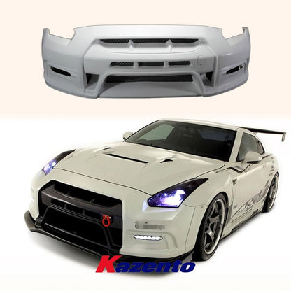 Kazento For Nissan GTR R35 08-11 13Ver VR Style Front Bumper Body Kit Fiberglass Unpaint Kazento Carbon Parts 车身侧板 R35-FB-13VA-FRP