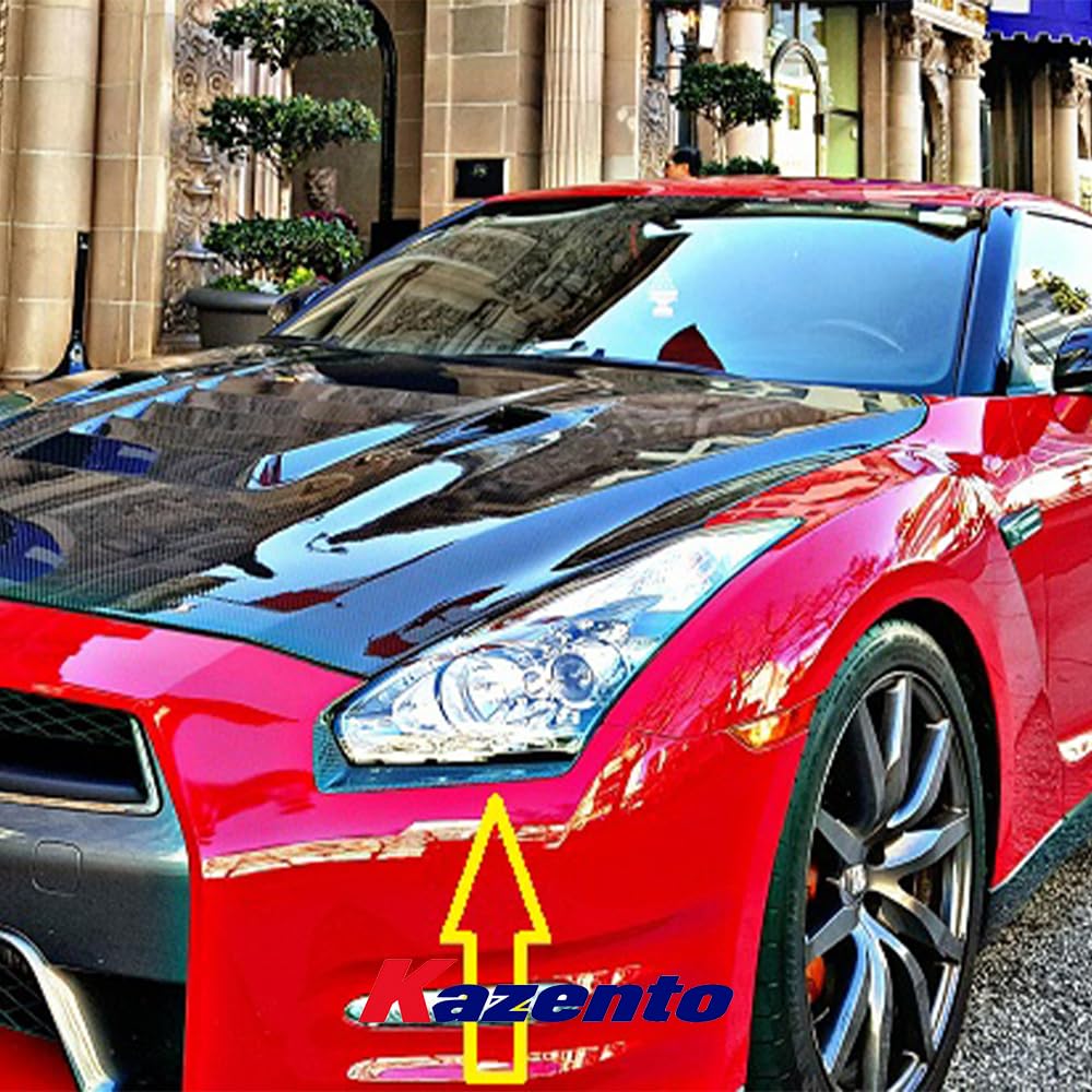 Kazento For Nissan GTR R35 (08-11 Only) KZ Carbon Fiber Front Headlight Eyelid Eyebrow Kazento Carbon Parts 车身侧板 R35-EYE-CF