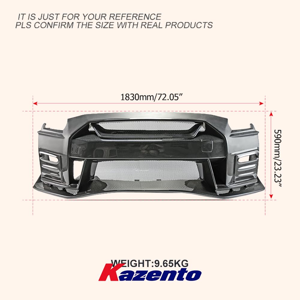Kazento For Nissan GTR R35 (08-16 Only) NIS Partial Carbon Ver2 Front Bumper With Lip