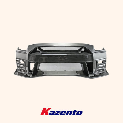 Kazento For Nissan GTR R35 (08-16 Only) NIS Partial Carbon Ver2 Front Bumper With Lip
