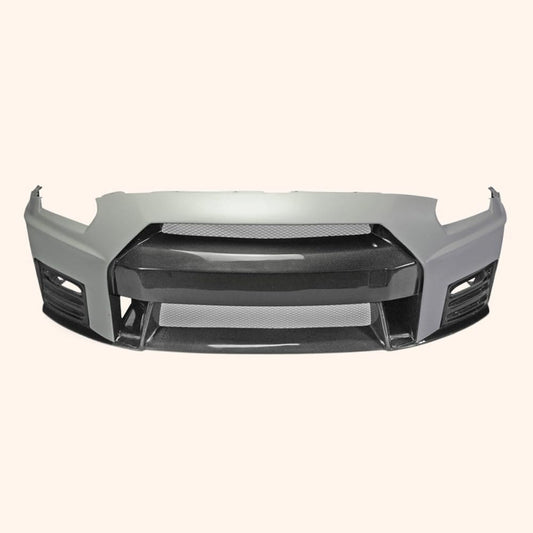 Kazento For Nissan GTR R35 (08-16 Only) NIS Partial Carbon Ver2 Front Bumper With Lip