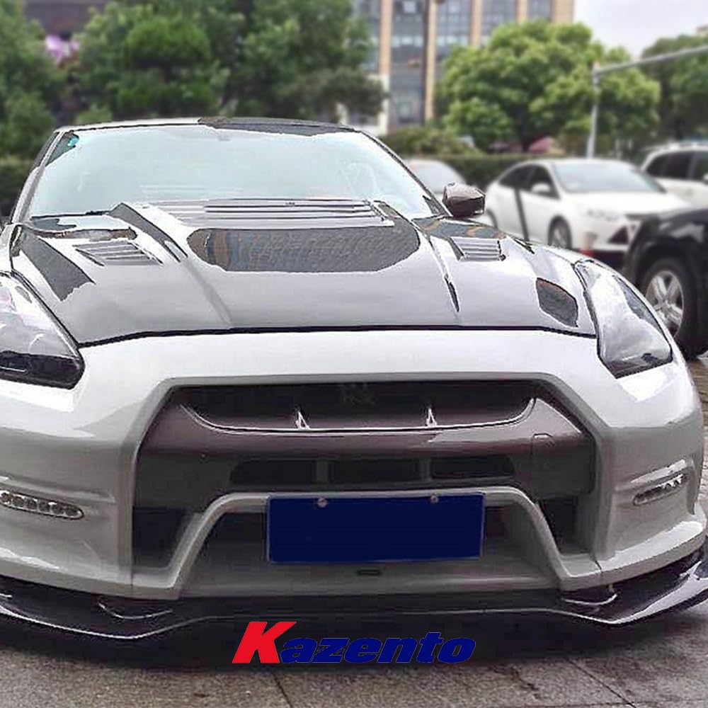 Kazento For Nissan GTR R35 2013-Ver VR Style Carbon Fiber Front Bumper Lip Spoiler Kazento Carbon Parts 车身侧板 R35-FL-13VA-CF