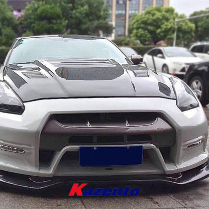 Kazento For Nissan GTR R35 2013-Ver VR Style Carbon Fiber Front Bumper Lip Spoiler Kazento Carbon Parts 车身侧板 R35-FL-13VA-CF