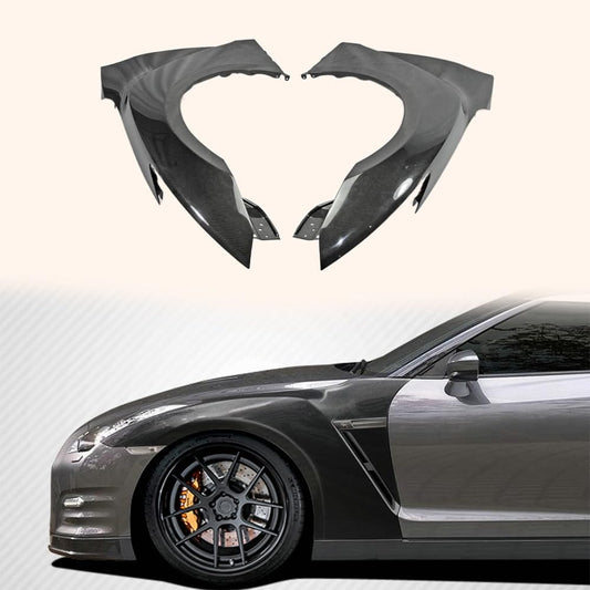 Kazento For Nissan Gtr R35 2017 My17 Oem Front Fender (Air Vents Not Included) Carbon Fiber