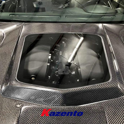 Kazento For Nissan GTR R35 CBA DBA CLR Style Vented Clear Glass Carbon Fiber Front Hood Kazento Carbon Parts 车身侧板 R35-HOOD-CLEA-CF