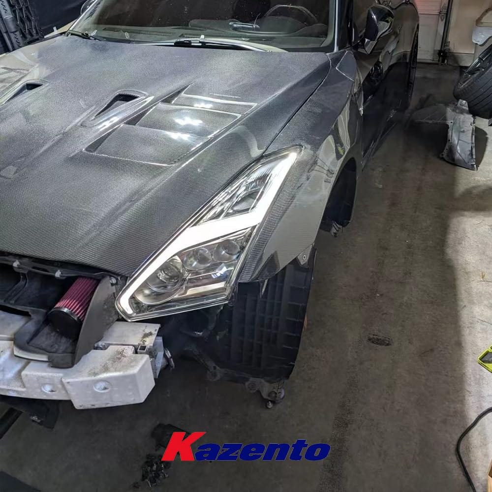 Kazento For Nissan Gtr R35 Epa Front Fender With Louver Fin (Inc 6 Fins, Side Maker Use F51 Fuga) Carbon Fiber