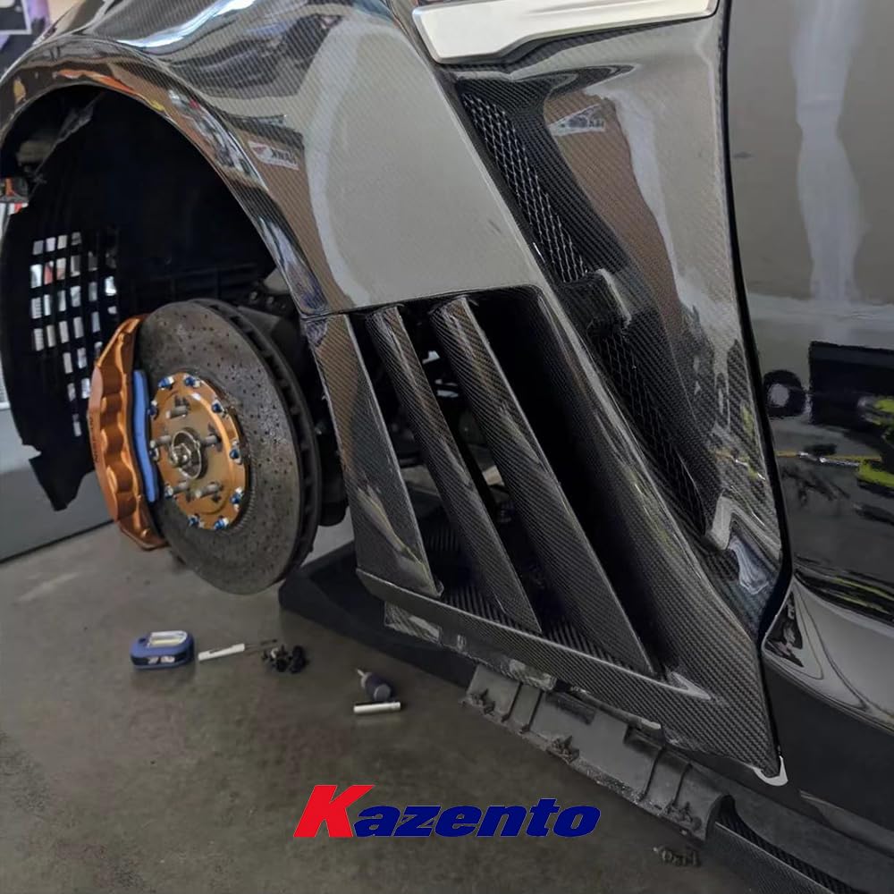 Kazento For Nissan Gtr R35 Epa Front Fender With Louver Fin (Inc 6 Fins, Side Maker Use F51 Fuga) Carbon Fiber