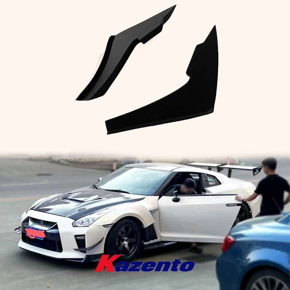 Kazento For Nissan GTR R35 MY17 AP Style Matte Carbon Fiber Front Bumper Side Canards