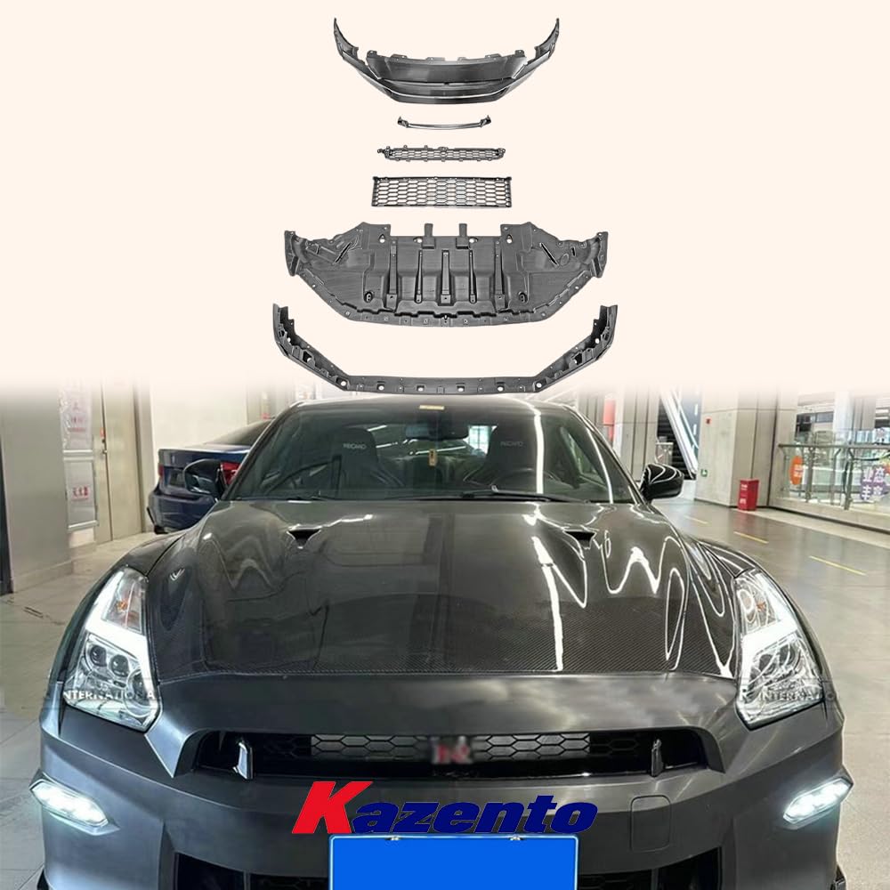 Kazento For Nissan Gtr R35 Ts Style Front Bumper (Will Only Fit My17 Hood) Pp Unpaint Kazento Carbon Parts 车身侧板 R35-FB-TS-PP