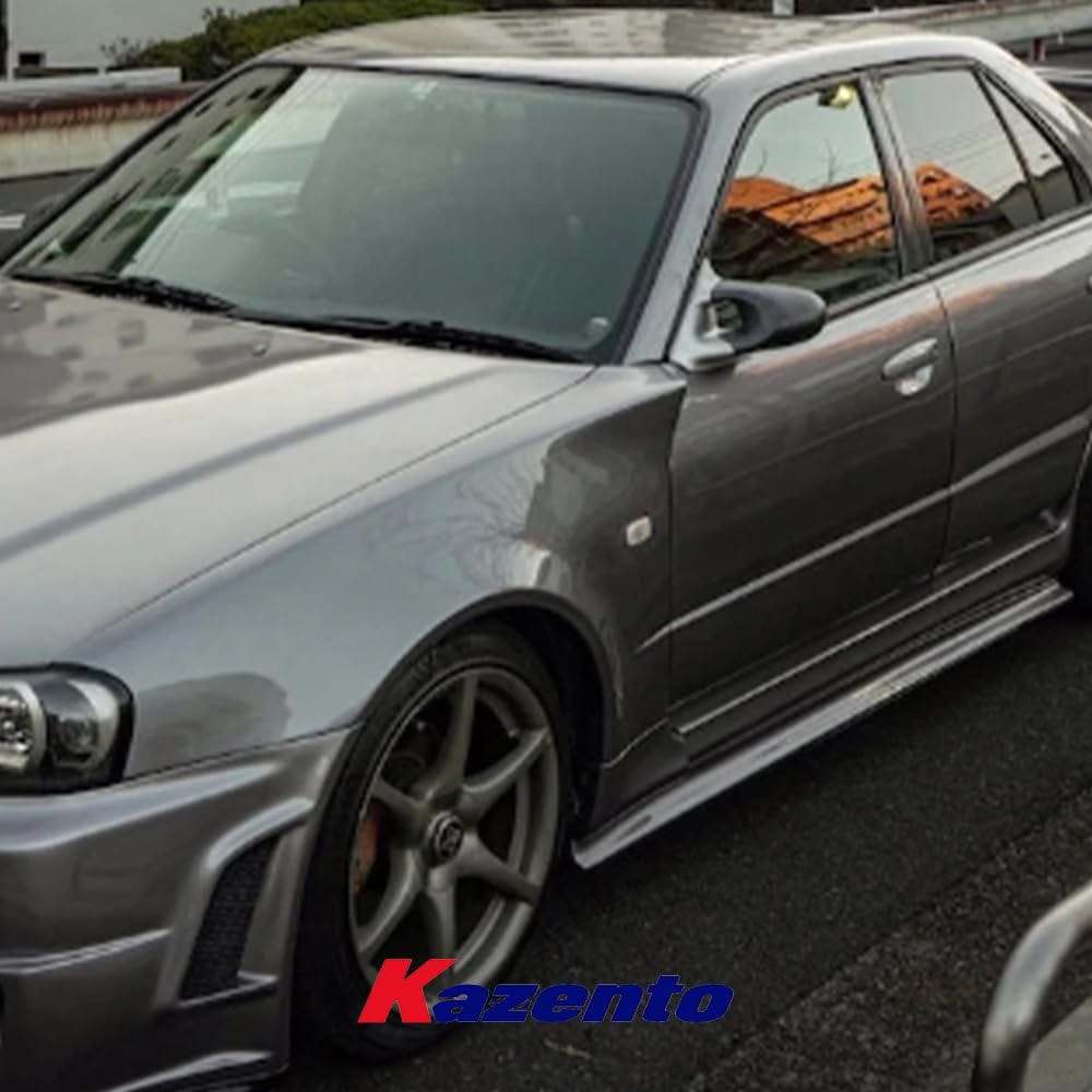 Kazento For Nissan R34 Skyline Sedan (4D RHD only) KZ Carbon Fiber Aero Mirror Model Kazento Carbon Parts 车身侧板 R344D-MC-TI-GND-R-CF