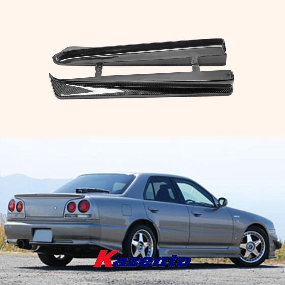 Kazento For Nissan R34 Skyline Sedan (4Dr only) HSM Type Carbon Fiber Rear Spat Splitter Kazento Carbon Parts 车身侧板 R34-SPAT-HSM-4DR-CF