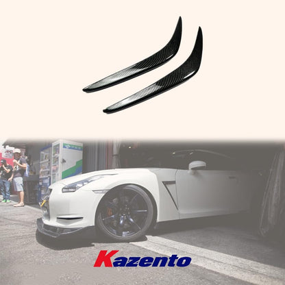 Kazento For Nissan R35 GTR 08-11 Pre-facelift AS Style Carbon Fiber Front Bumper Canard Kazento Carbon Parts 车身侧板 R35-CANA-AS-CF