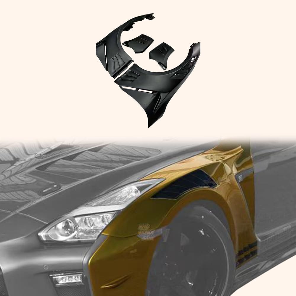 Kazento For Nissan R35 GTR 4BA 2017+ TPS Style Partial Carbon In Vents Front Fender Pair Kazento Carbon Parts 车身侧板 R35-FF-TPS17-PCF