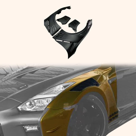Kazento For Nissan R35 GTR 4BA 2017+ TPS Style Partial Carbon In Vents Front Fender Pair Kazento Carbon Parts 车身侧板 R35-FF-TPS17-PCF