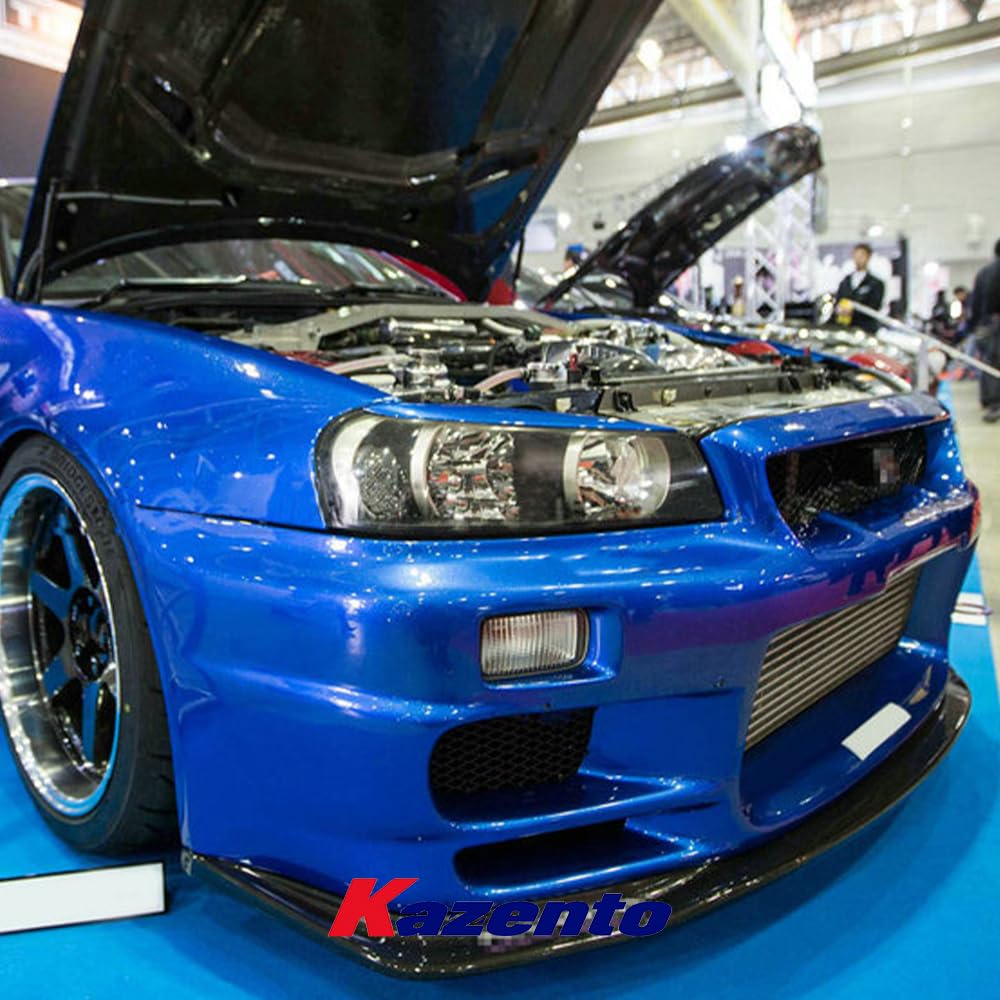 Kazento For Nissan Skyline 98-02 R34 GTR TOPS Style Fiberglass Unpaint Front Bottom Lip Kazento Carbon Parts 车身侧板 R34-FL-TS-FRP