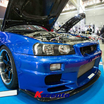 Kazento For Nissan Skyline 98-02 R34 GTR TOPS Style Fiberglass Unpaint Front Bottom Lip Kazento Carbon Parts 车身侧板 R34-FL-TS-FRP