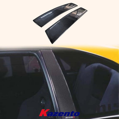 Kazento For Nissan Skyline R34 GTR Carbon Front Door Window B Pillar Cover Trim Pair Kazento Carbon Parts 车身侧板 R34-PILA-B-CF