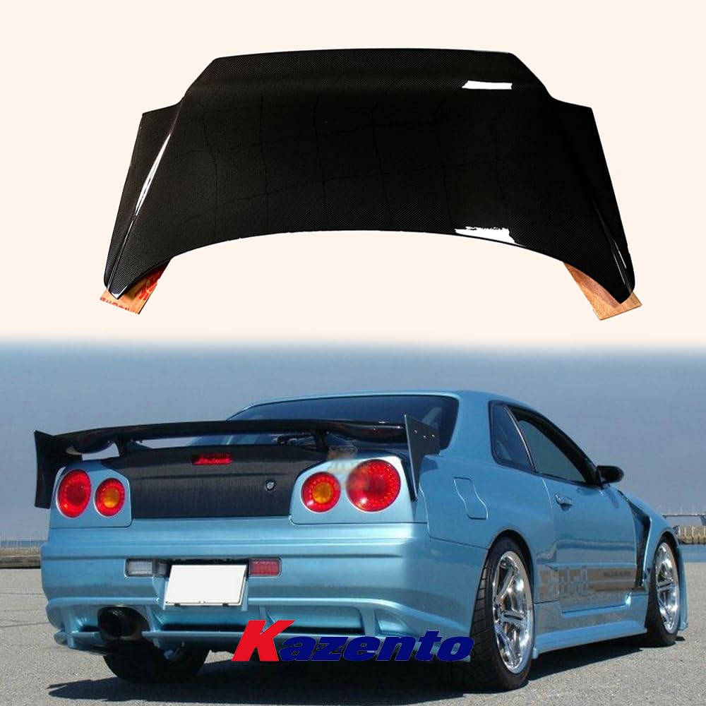 Kazento For Nissan Skyline R34 GTR GTT Ducktail Style Carbon Rear Boot Lid Trunk Kazento Carbon Parts 车身侧板 R34-TRUNK-DL-H-CF