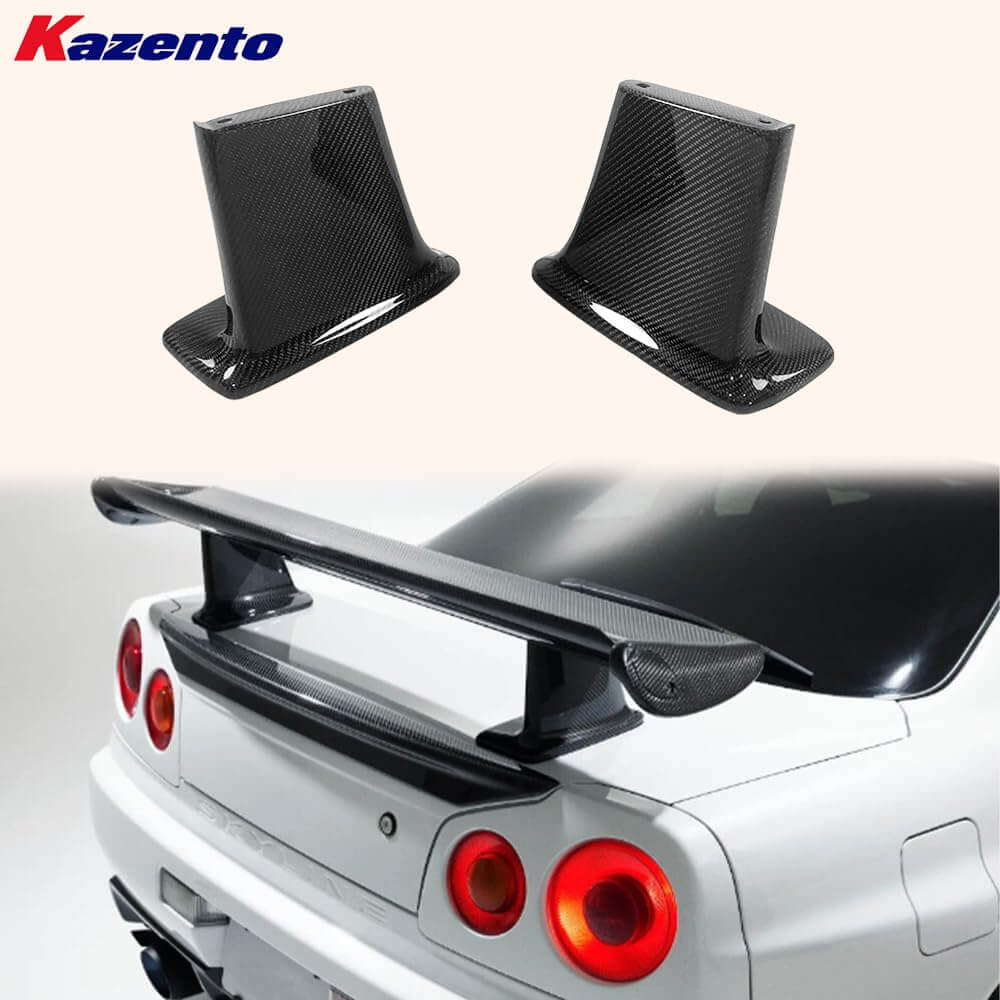 Kazento For Nissan Skyline R34 GTR GTT JUN Style High Spoiler Leg Stand Carbon Fiber Kazento Carbon Parts 车身侧板 R34-LEG-CF