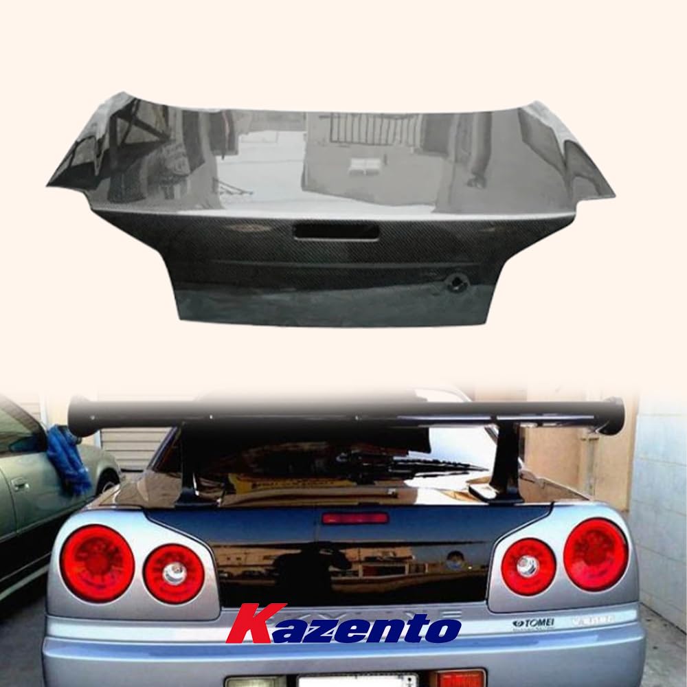 Kazento For Nissan Skyline R34 GTR GTT OE Style Carbon Trunk Boot Lid (with key hole) Kazento Carbon Parts 车身侧板 R34-TRUNK-OE-CF