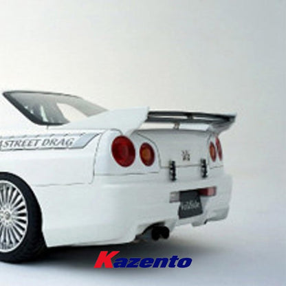 Kazento For Nissan Skyline R34 GTR GTT VS Rear Spoiler with Trunk Base Partial Carbon Kazento Carbon Parts 车身侧板 R34-RS-VS+TRUNK-PCF