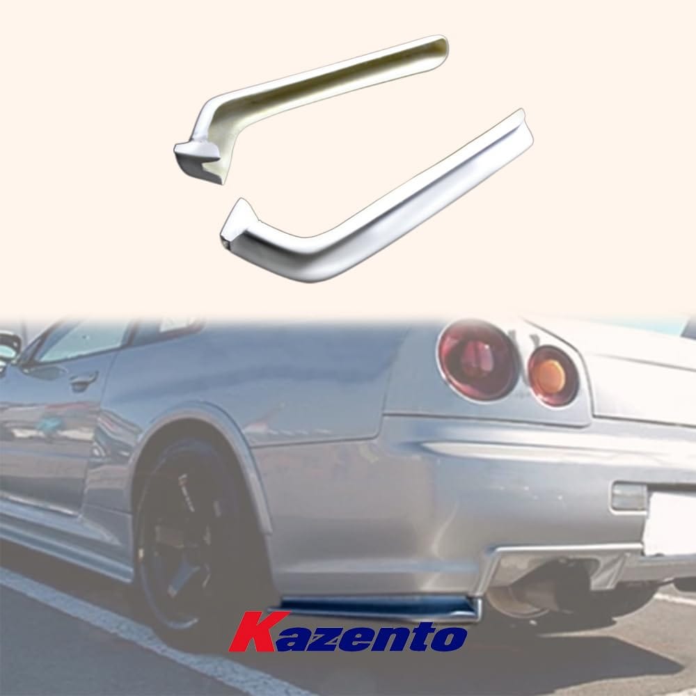 Kazento For Nissan Skyline R34 GTR NIS FRP Unpaint Rear Bumper Side Spat Splitter Lip Kazento Carbon Parts 车身侧板 R34-SPAT-FRP