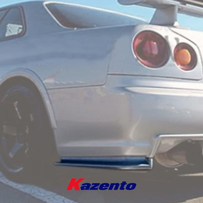 Kazento For Nissan Skyline R34 GTR NIS FRP Unpaint Rear Bumper Side Spat Splitter Lip