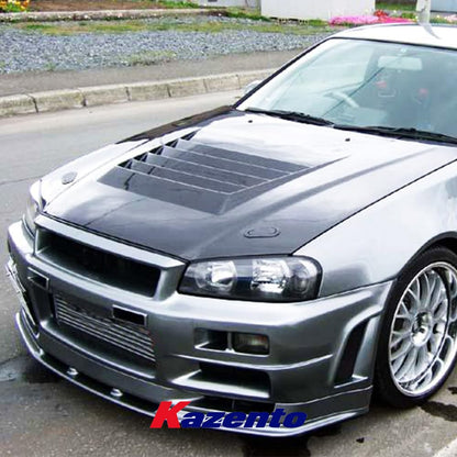 Kazento For Nissan Skyline R34 GTR NIS Style Honeycomb Carbon Fiber Front Hood Bonnet Kazento Carbon Parts 车身侧板 R34-HOOD-NIS-GTR-HCF