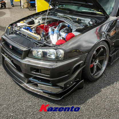 Kazento For Nissan Skyline R34 GTR Only AS Style Carbon Fiber Front Bumper Bottom Lip Kazento Carbon Parts 车身侧板 R34-FL-AS-CF