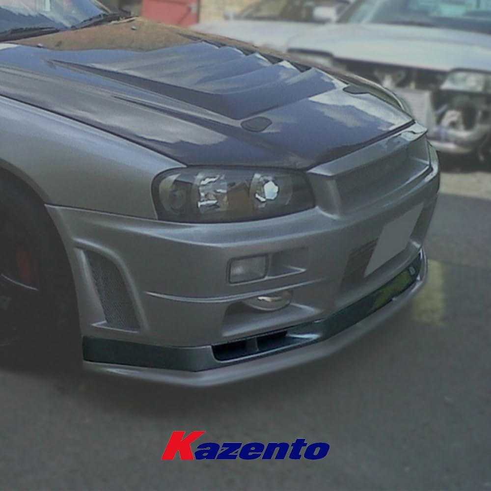 Kazento For Nissan Skyline R34 GTR Only N Style Fiberglass FRP Unpaint Front Bumper Lip Kazento Carbon Parts 车身侧板 R34-FL-NIS-GTR-FRP