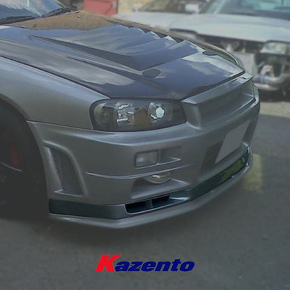 Kazento For Nissan Skyline R34 GTR Only N Style Fiberglass FRP Unpaint Front Bumper Lip Kazento Carbon Parts 车身侧板 R34-FL-NIS-GTR-FRP