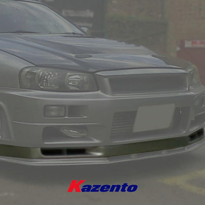 Kazento For Nissan Skyline R34 GTR Only N Style Fiberglass FRP Unpaint Front Bumper Lip Kazento Carbon Parts 车身侧板 R34-FL-NIS-GTR-FRP