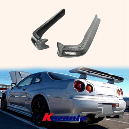 Kazento For Nissan Skyline R34 (GTR Only) NIS Style Carbon Rear Bumper Spat Splitter 2pc Kazento Carbon Parts 车身侧板 R34-SPAT-CF