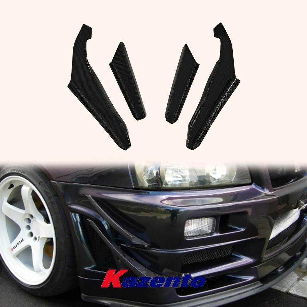 Kazento For Nissan Skyline R34 (GTR Only) OE Style Front Bumper Canards 4pcs/kits Kazento Carbon Parts 车身侧板 R34-CANA-OE-CF