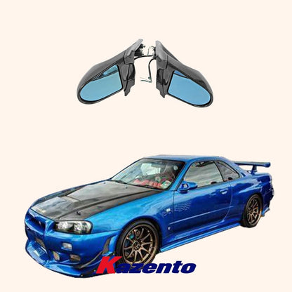 Kazento For Nissan Skyline R34 (GTR RHD only) KZ Carbon Fiber Side Door Aero Mirror Pair Kazento Carbon Parts 车身侧板 R34-MC-TI-GND-R-CF