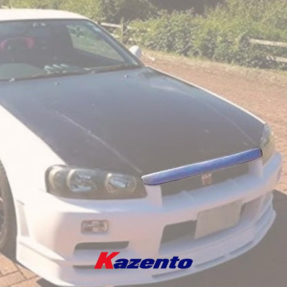 Kazento For Nissan Skyline R34 GTR Type-R URAS Style Fiberglass Unpaint Hood Bonnet Lip Kazento Carbon Parts 车身侧板 R34-HDL-TYPER-FRP