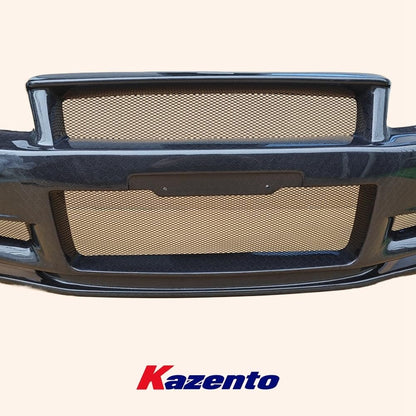 Kazento For Nissan Skyline R34 GTR ZT Style Honeycomb Carbon Fiber Front Bumper Body Kit Kazento Carbon Parts 车身侧板 R34-FB-ZT-GTR-HCF