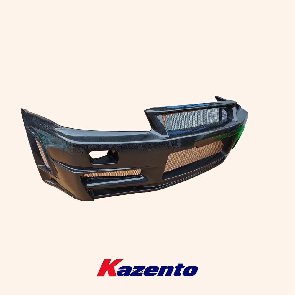 Kazento For Nissan Skyline R34 GTR ZT Style Honeycomb Carbon Fiber Front Bumper Body Kit Kazento Carbon Parts 车身侧板 R34-FB-ZT-GTR-HCF