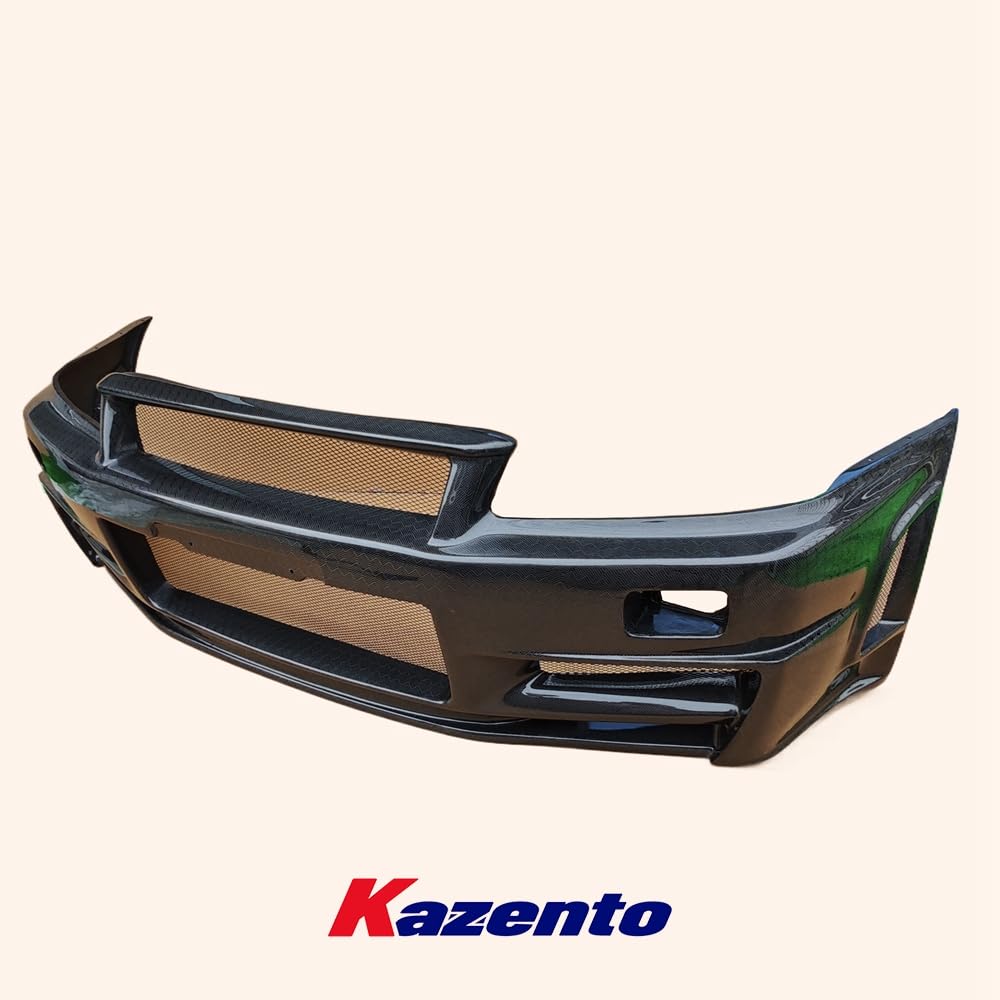 Kazento For Nissan Skyline R34 GTR ZT Style Honeycomb Carbon Fiber Front Bumper Body Kit Kazento Carbon Parts 车身侧板 R34-FB-ZT-GTR-HCF