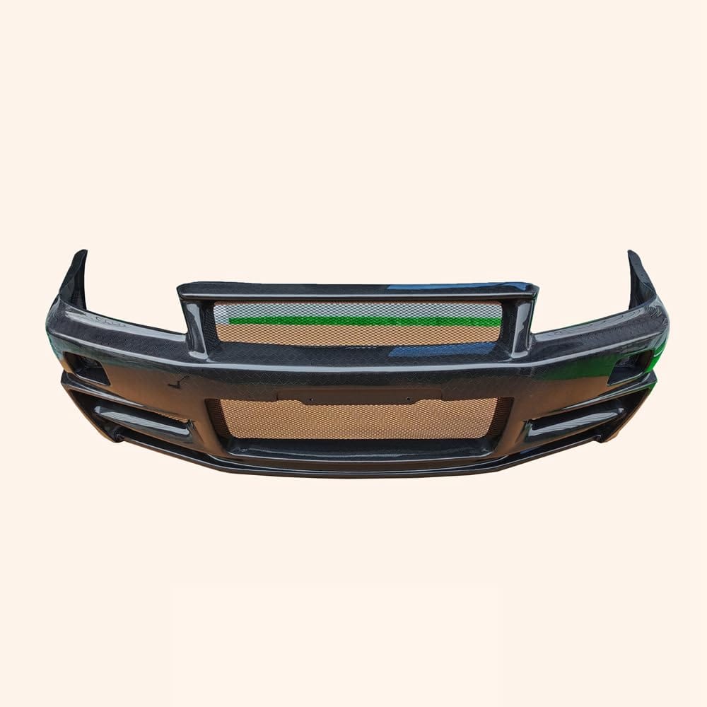 Kazento For Nissan Skyline R34 GTR ZT Style Honeycomb Carbon Fiber Front Bumper Body Kit Kazento Carbon Parts 车身侧板 R34-FB-ZT-GTR-HCF