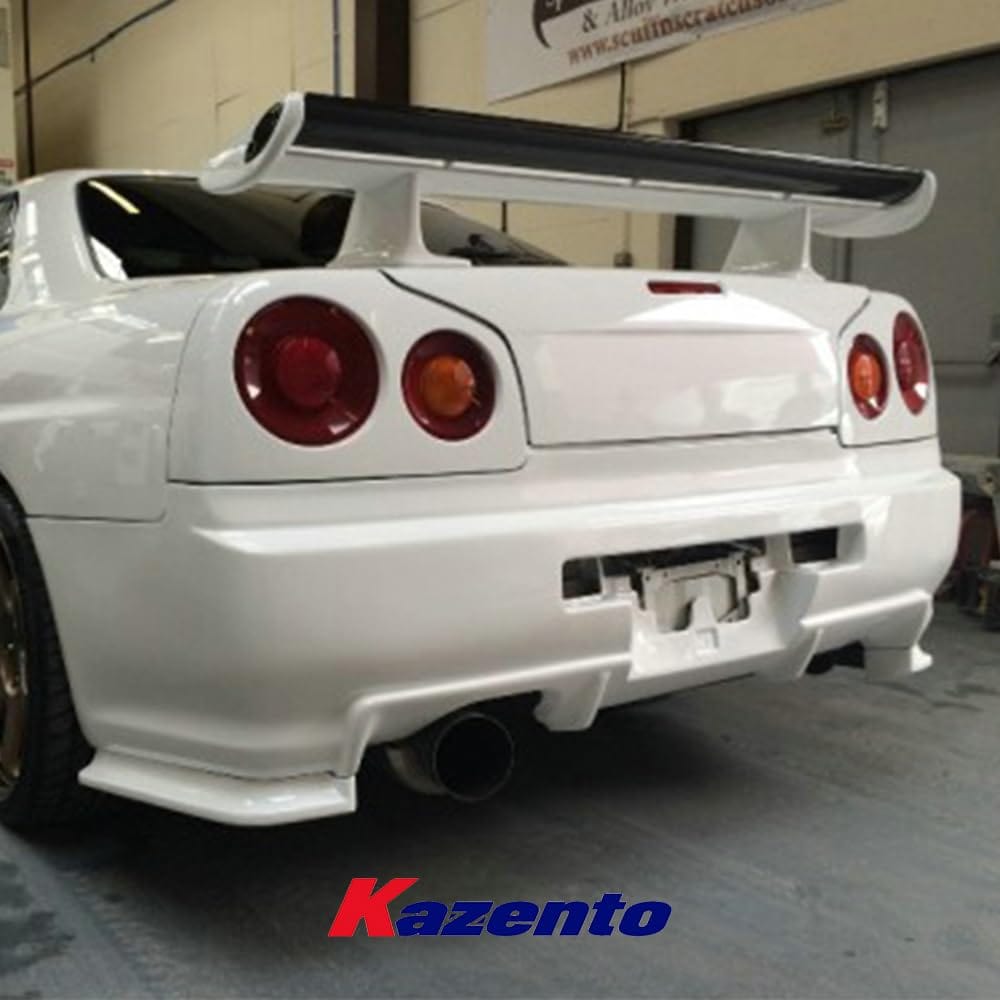 Kazento For Nissan Skyline R34 GTT (ESB Bumper Only ) FRP Unpaint Rear Bumper Spat Pair Kazento Carbon Parts 车身侧板 R34-SPAT-ESB-GTT-FRP