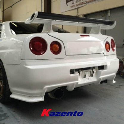 Kazento For Nissan Skyline R34 GTT (ESB Bumper Only ) FRP Unpaint Rear Bumper Spat Pair Kazento Carbon Parts 车身侧板 R34-SPAT-ESB-GTT-FRP