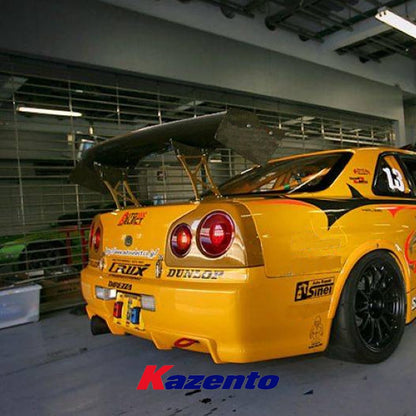 Kazento For Nissan Skyline R34 GTT GTR AUTOSLK Style Carbon Rear Trunk GT Wing Spoiler Kazento Carbon Parts 车身侧板 R34-RS-AS-KD-CF