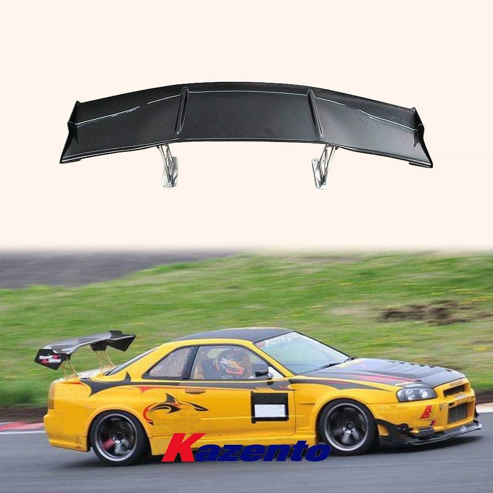 Kazento For Nissan Skyline R34 GTT GTR AUTOSLK Style Carbon Rear Trunk GT Wing Spoiler Kazento Carbon Parts 车身侧板 R34-RS-AS-KD-CF