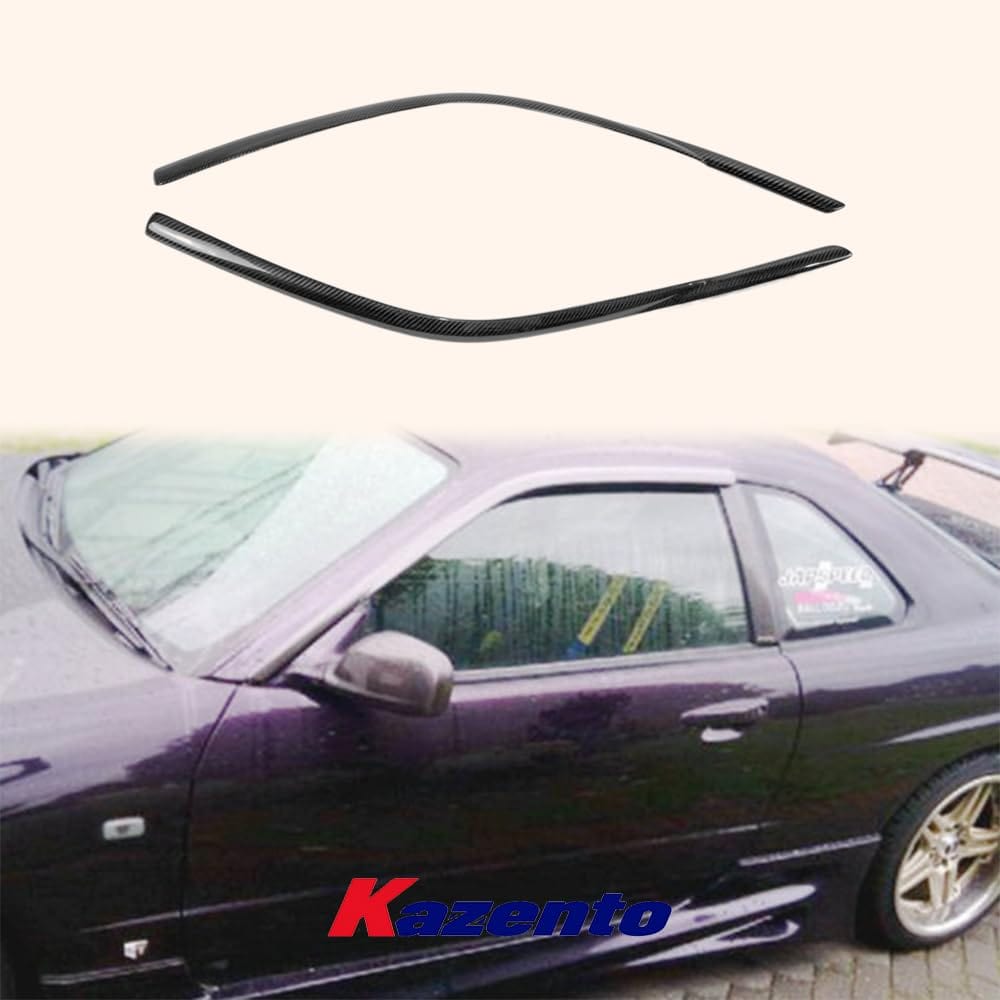 Kazento For Nissan Skyline R34 GTT GTR Carbon Fiber Wind Deflector Window Rainproof
