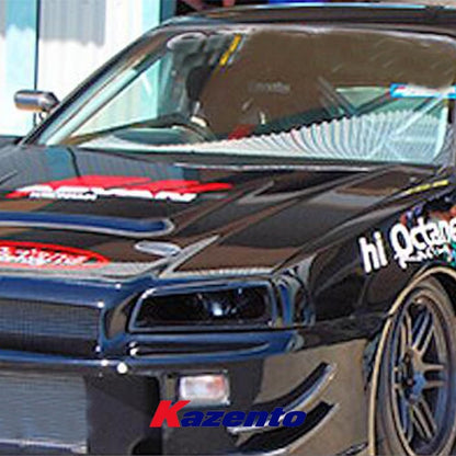 Kazento For Nissan Skyline R34 GTT GTR FRP Unpaint Vented Headlight Cover (left side 1p) Kazento Carbon Parts 车身侧板 R34-HL-V-1PCS-FRP
