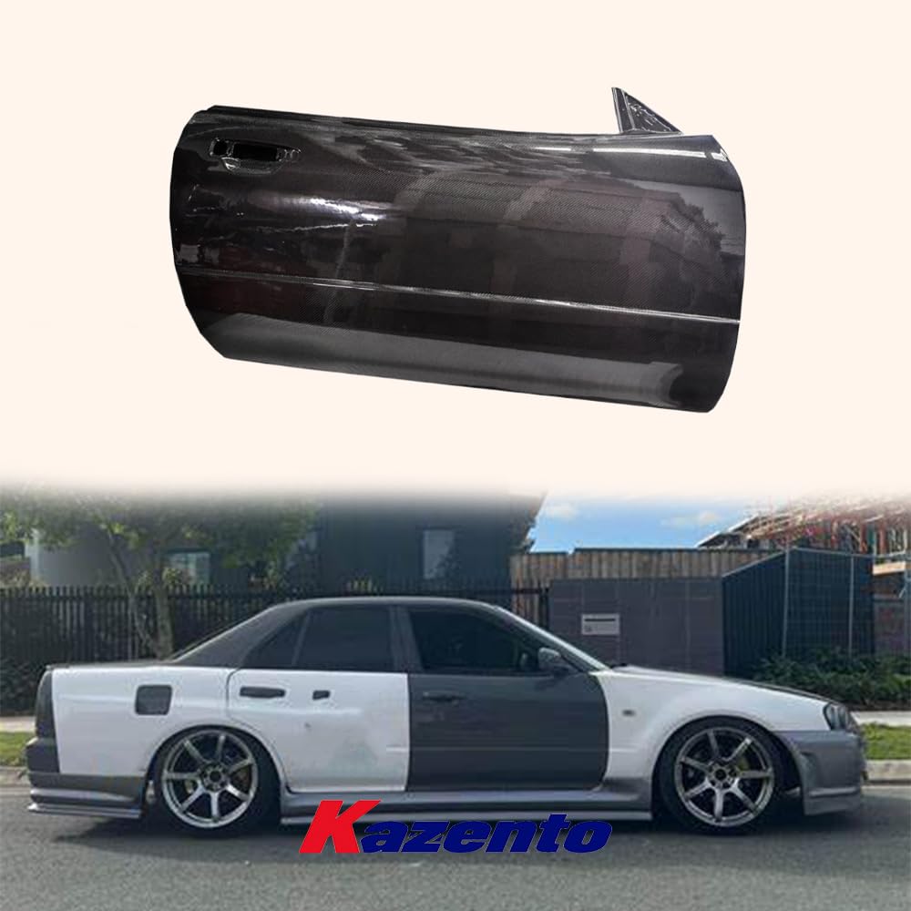 Kazento For Nissan Skyline R34 GTT GTR Side Door Replacement Pair Carbon Fiber Body Kits Kazento Carbon Parts 车身侧板 R34-OUTDOOR-OE-CF